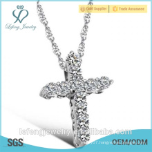 New year gift top sale chain platinum plated cross necklace platinum and diamond necklace